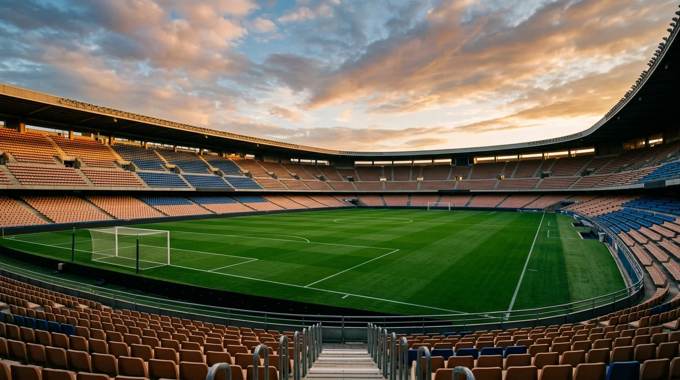 Vista panorámica de un estadio de fútbol español durante un partido de La Liga